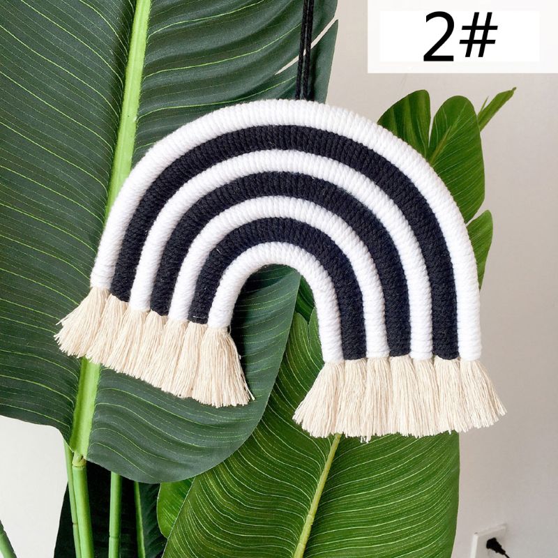 INS Nordic Hand-geweven Regenboog Tapestry Boho Rainbow Tassel Muur Opknoping Ornamenten Kinderkamer Decoratie Windgong Foto Props