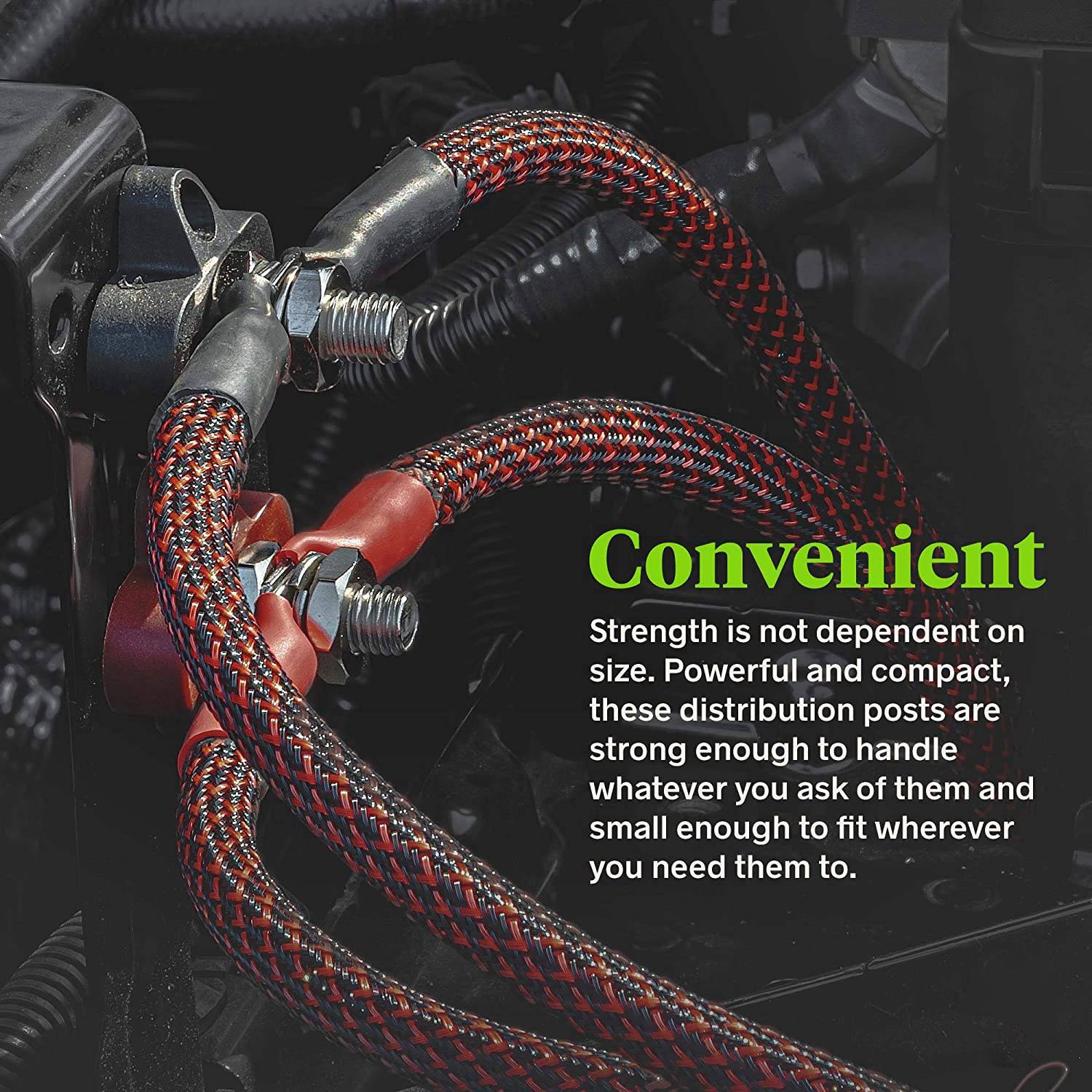 2Pcs Battery Power Distribution Terminal Block [M10 Dual Studs] [Max 48V ] Ground Insulated Junction Post