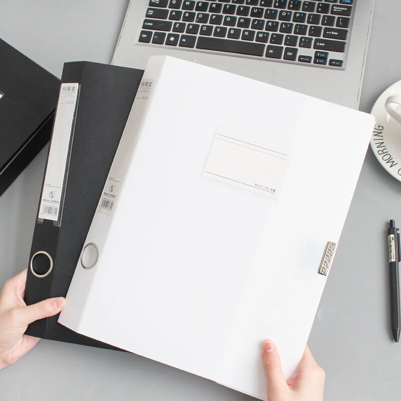 Black White A4 Folding Pp File Box Folder Portable Pad Portable Pen Tray Office Metting File Pocket