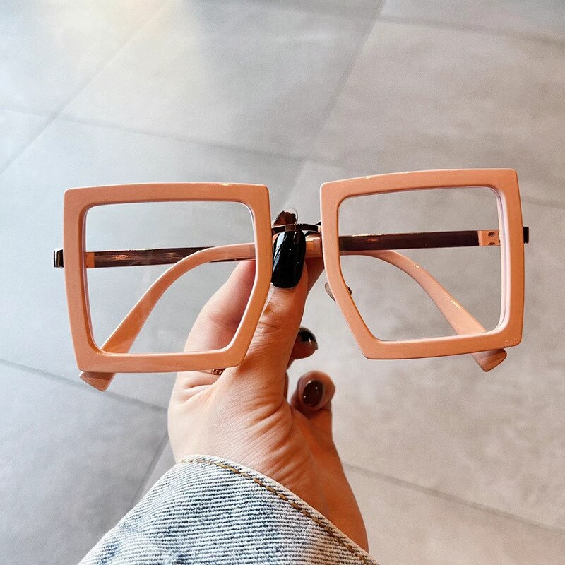 Lunettes carrées transparentes léopard pour femmes, monture de lunettes, classiques, Vintage, surdimensionnées, claires, à la ,: Pink