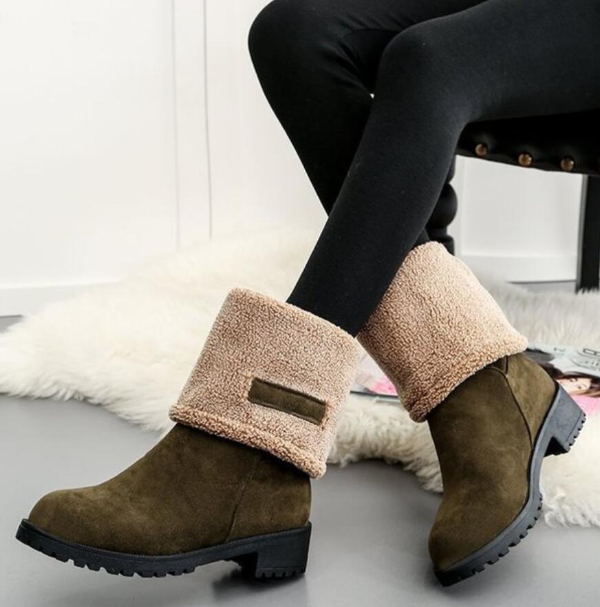 Kvinder sko vinter varme kvindelige støvler ruskind kvinder støvletter britisk retro trend kvinder nøgne sne støvler botas de mujer