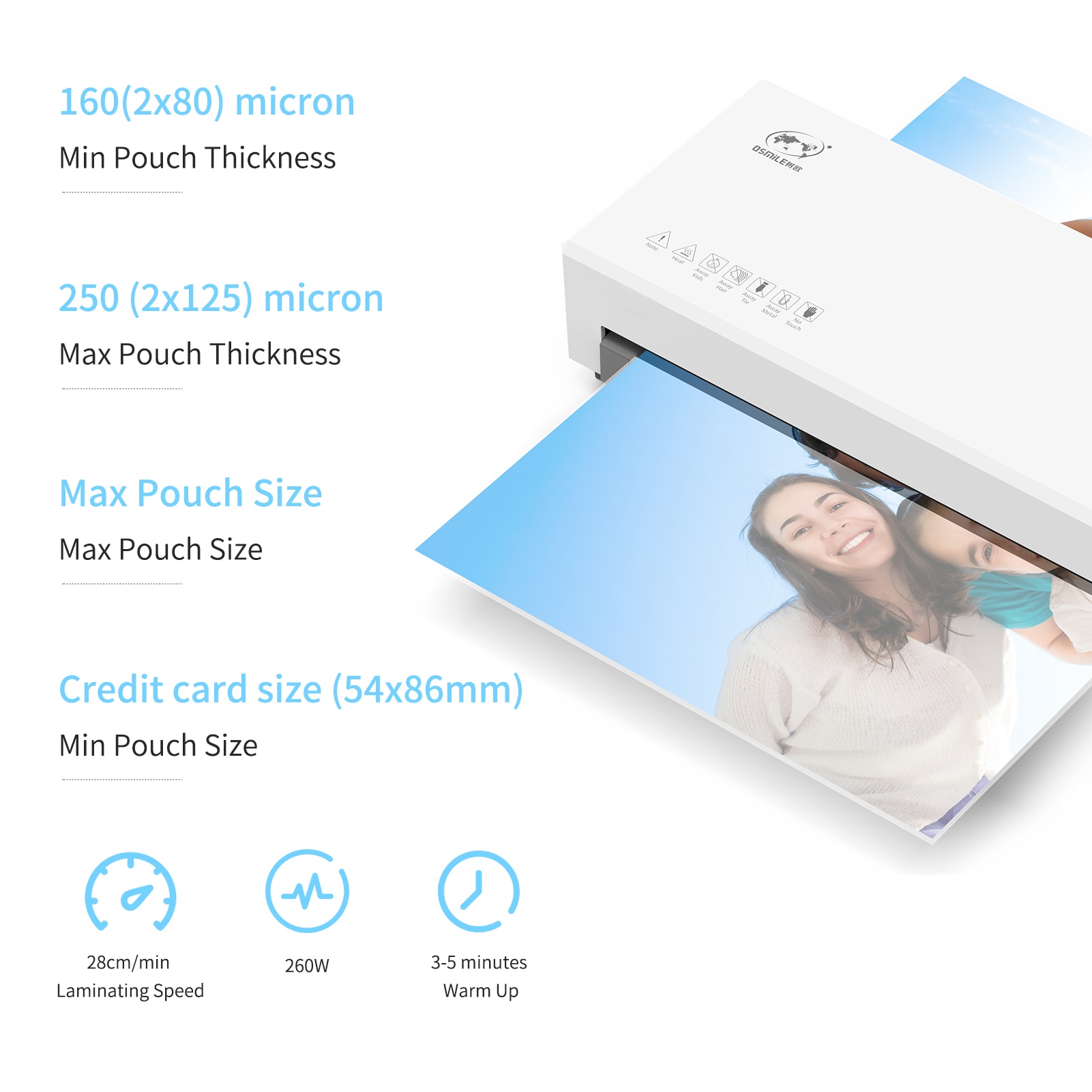 OSMILE Desktop Laminator Machine Set A4 Size &amp;Cold Lamination 2 Roller System 9 inches for A4/A5/A6 Laminating Pouches