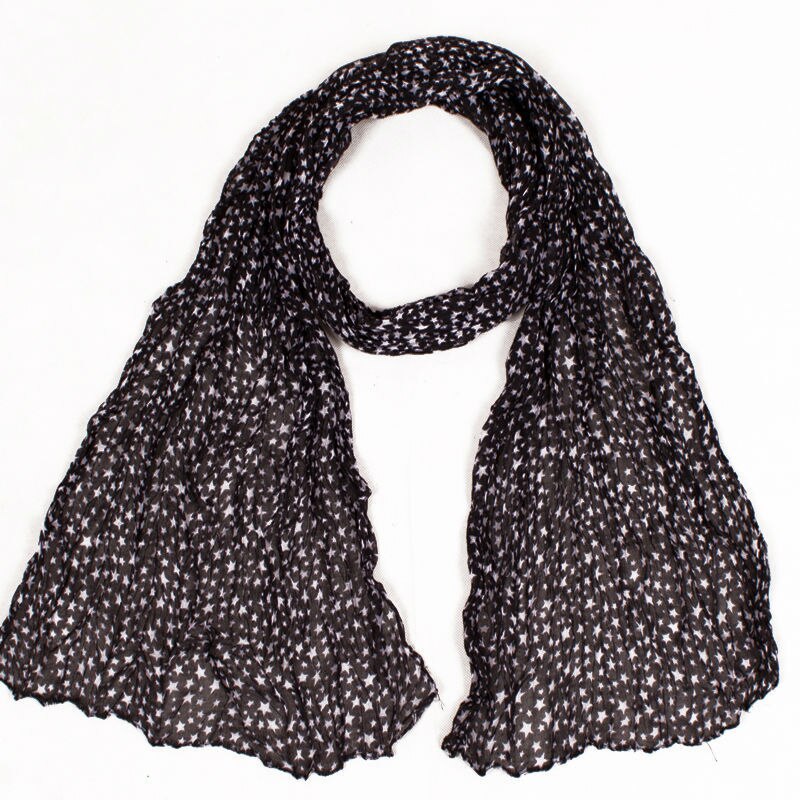 Herfst-winter Kleine Maat Zwart Star Printing Vrouwen Sjaals Sjaal Mode Vouw Sjaal 180*50 cm