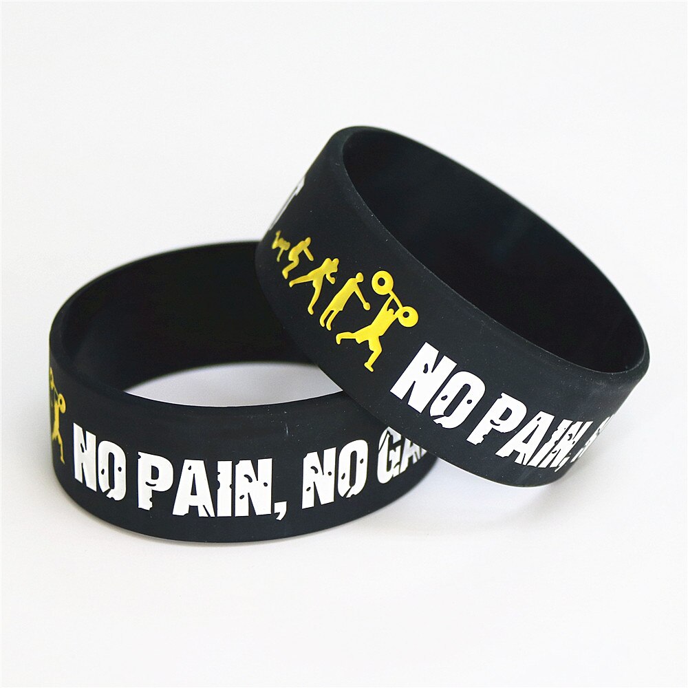 Lukeni 25 Stuks Wide Band Iedereen Fit No Pain No Gain Siliconen Polsbandje Motto Rubber Armbanden En Armbanden SH078: Default Title