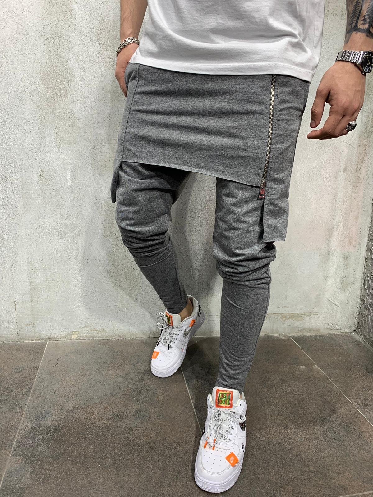 Mannen Broek Diep Kruis Broek Elastische Taille Losse Baggy Hip-Hop Dance Losse Harem Heren S-3XL: Xxl / grey