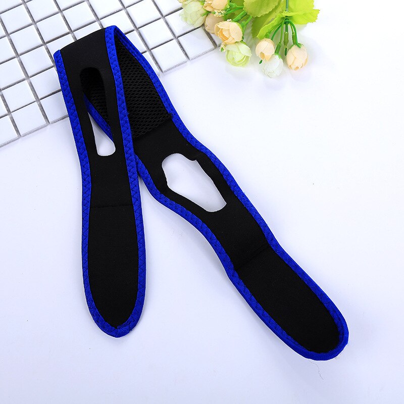 1pc neopren anti snorke stoppe snorking hake stropp belte anti apnea kjeve løsning søvnstøtte apnea belte sovepleie verktøy: Blå