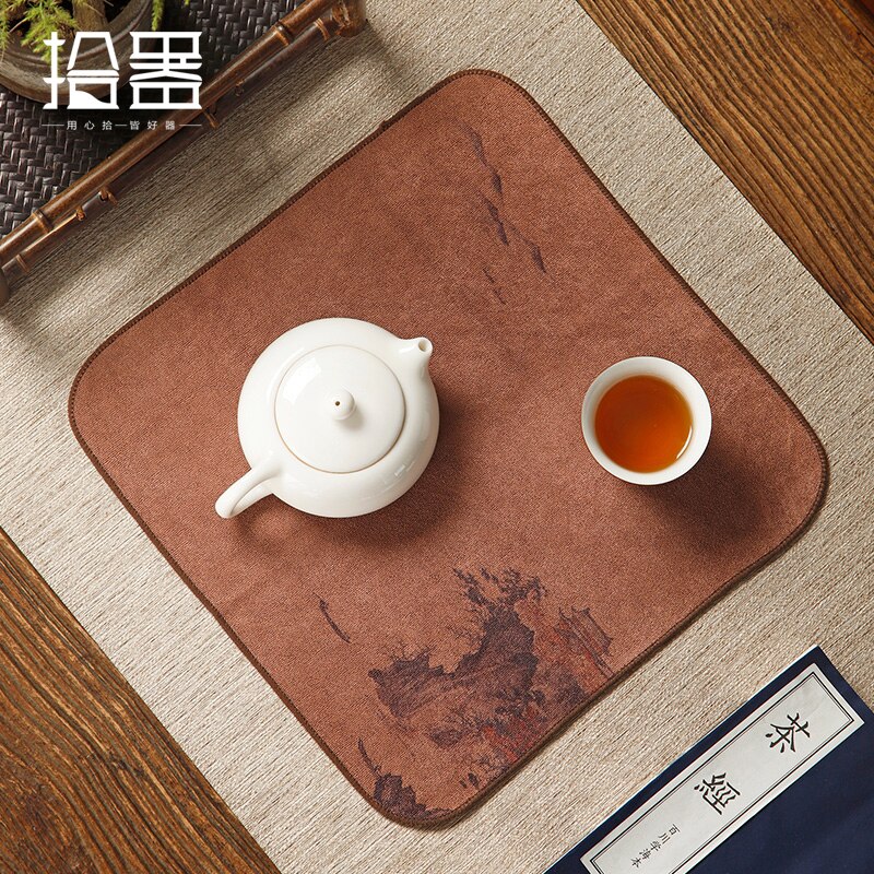 Serviette chinoise en coton et lin épais, petite table à thé, absorbante, Zen, tapis de vaisselle