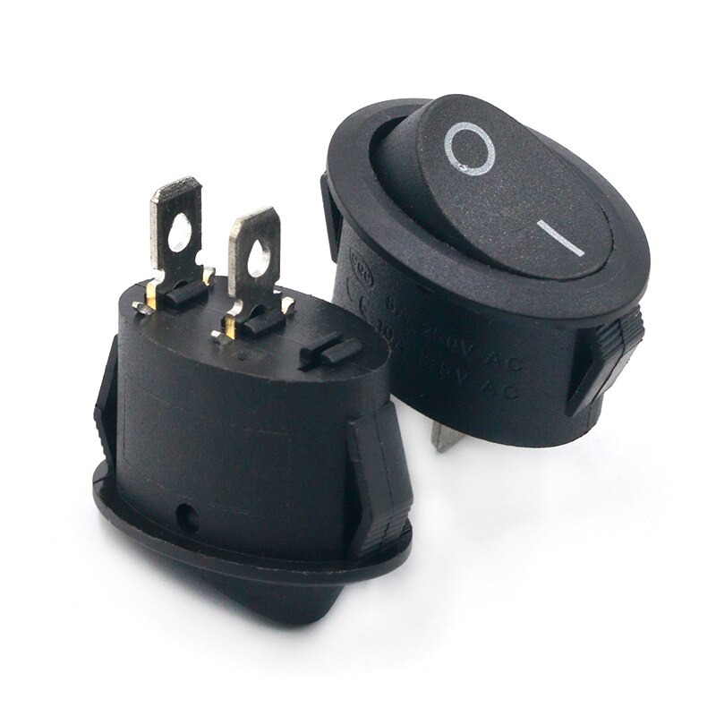Interruptor basculante de botón ovalado KCD7, 5 uds., 26x14mm, 6A, 250V, 10A, 125V, interruptor de encendido y apagado IO, 2 pines, 3 pines, luz LED: 2Pin Black