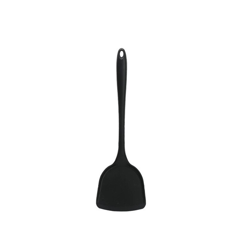 Rice Cooker Silicone Spoon for Cooking Spatula Kitchen Ladle Heat Resistant Tableware With Hollow Out Long Handle Spoon Bar: pot spatula Black