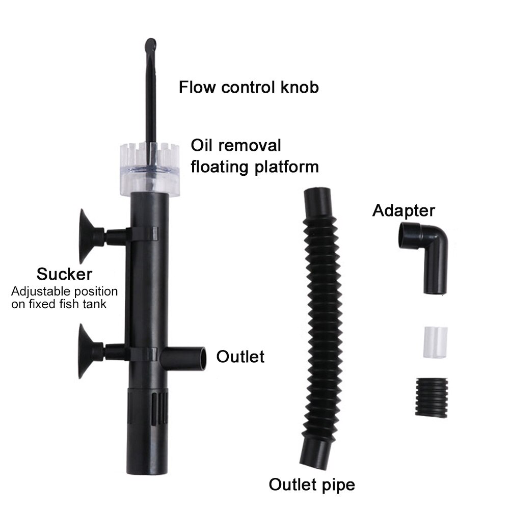 Kunststof accessoires oppervlakte skimmer automatische praktische aquarium zwart aquarium filter circulatie houd heldere oliefilm verwijderaar
