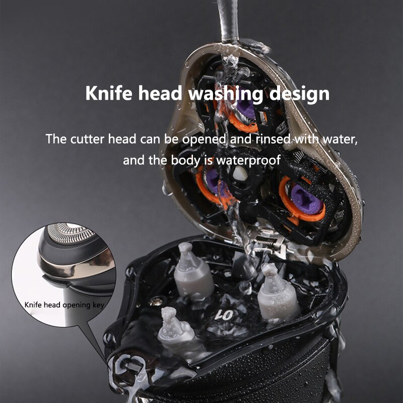 Autocure Smart USB Rechargeable Razor Full Body Washing Three-head Floating Razor Rechargeable Electric Male Shaver