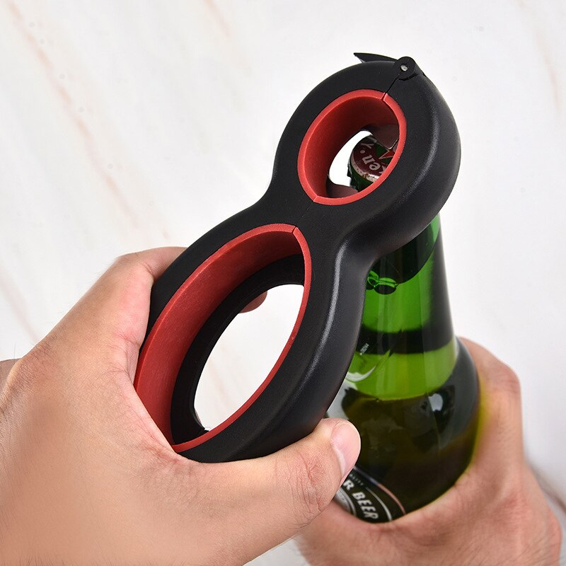 Keukenaccessoires 6 in 1 multifunctionele draaibare flesopener, barpot, drankdeksel, blikopener, wijn, bier, kurkentrekker, gereedschap: Default Title
