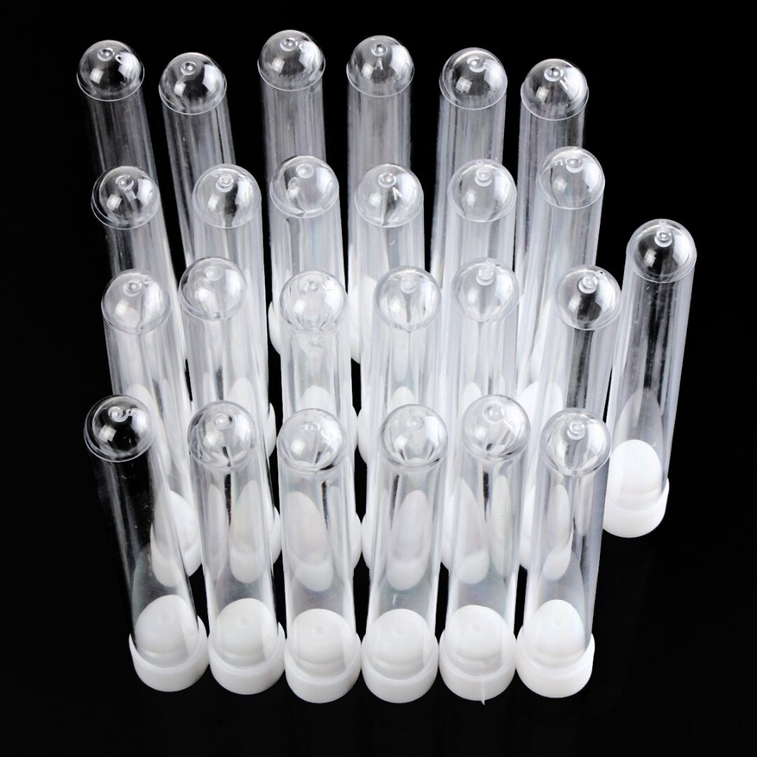 25Pcs/Set Plastic Test Tubes With Cap 15x100mm Clear Vials Lab Test Tube U-shaped 12ml For School Laboratory Supplies