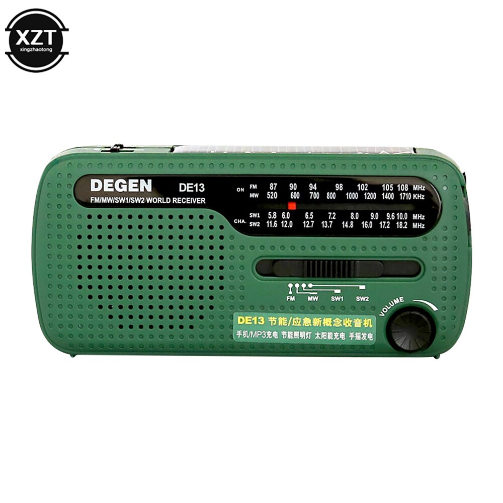 DEGEN DE13 FM AM SW Radio Crank Dynamo Solar Power Emergency Retro Radio A0798A World Receiver Portable Radio