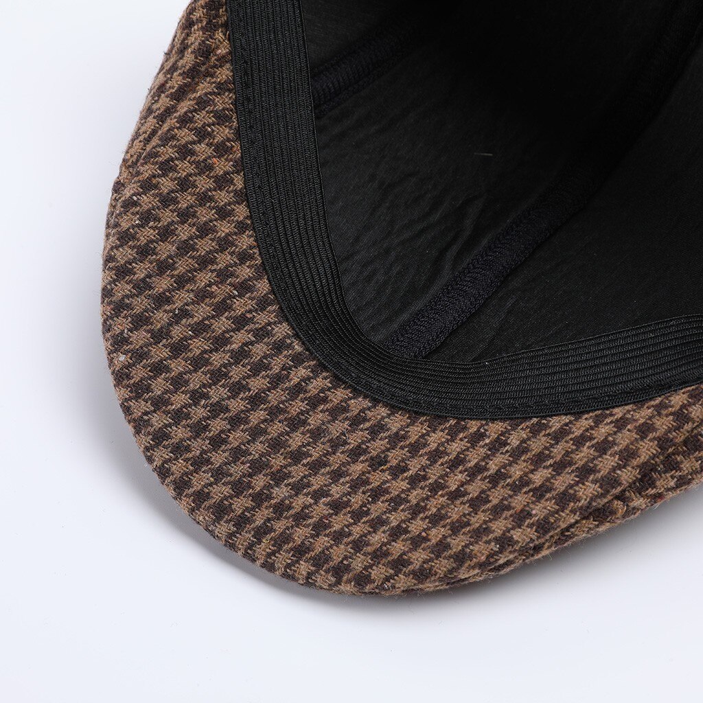 Mannen Vrouwen Soft Houndstooth Retro Hoeden Casul Ademend Winter Warm Comfort Baret # p2