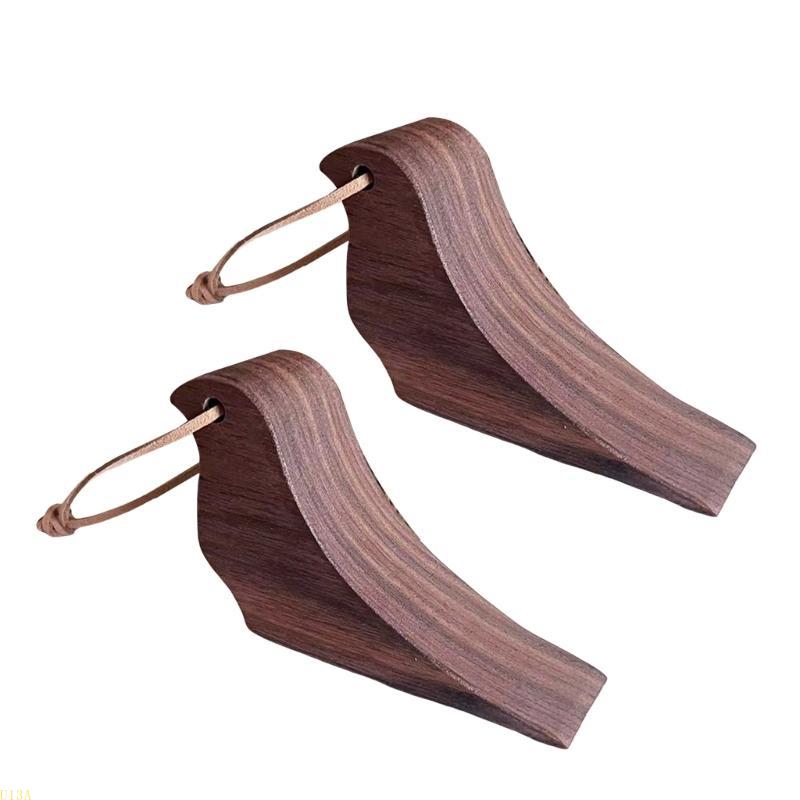 Houten deurwiggen Vogelvorm met draagkoord Kinderveiligheidsdeurstopper Eenvoudige installatie Perfect om deurbewegingen te voorkomen: Zilver