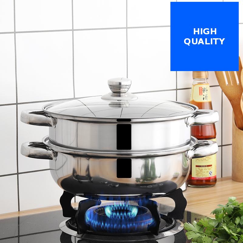Stainless Steel 2 layer Thick Steamer pot Soup Steam Pot Universal Cooking Pots for Induction Cooker Gas Stove Hotpot Steam Pot