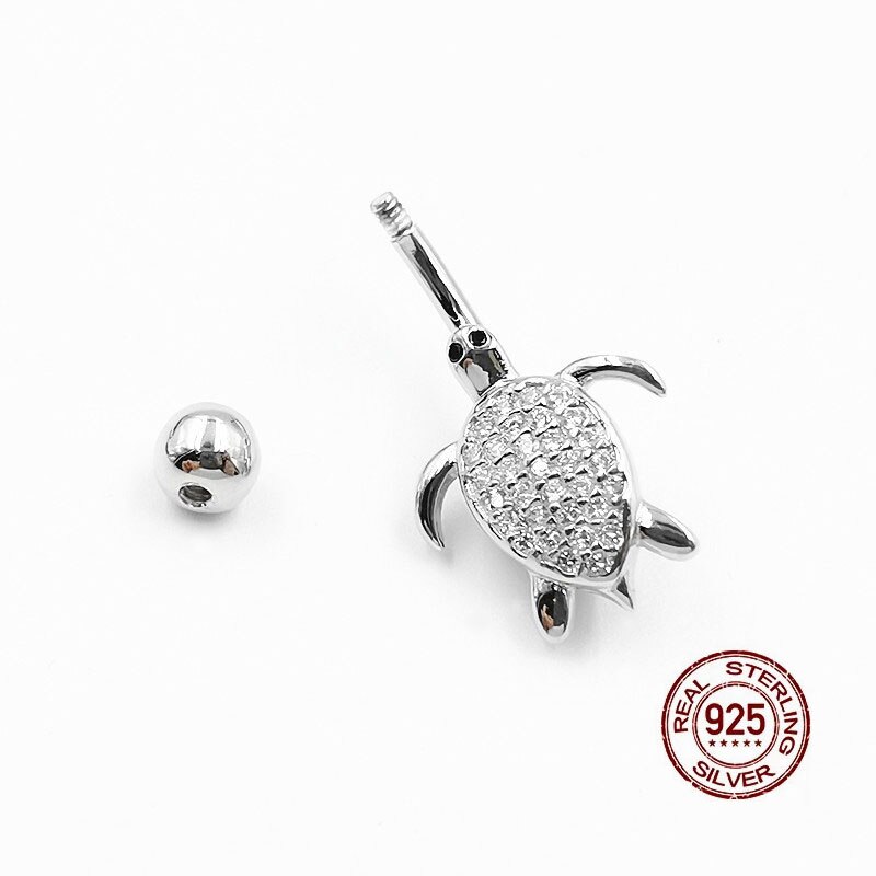 HelloLook – Piercing de nombril tortue en argent Sterling 925, anneau de nombril pour fille, ongle, ventre, bijoux pour le corps