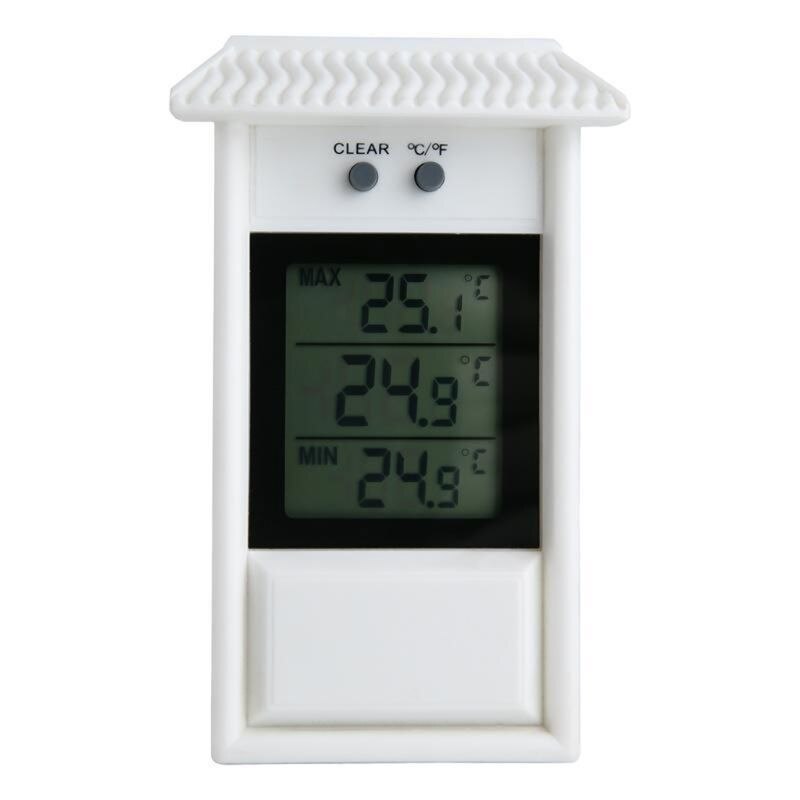 LCD Digital Indoor/Outdoor Waterproof Thermometer Garden GreenHouse Wall Temperature Measurement Max Min Value Display C7AC: White
