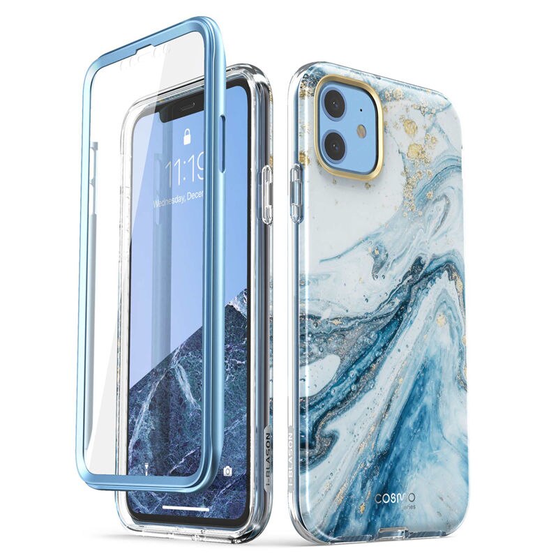 i-Blason For iPhone 11 Case 6.1 inch Release) Cosmo Full-Body Glitter Marble Bumper Cover with Built-in Screen Protector