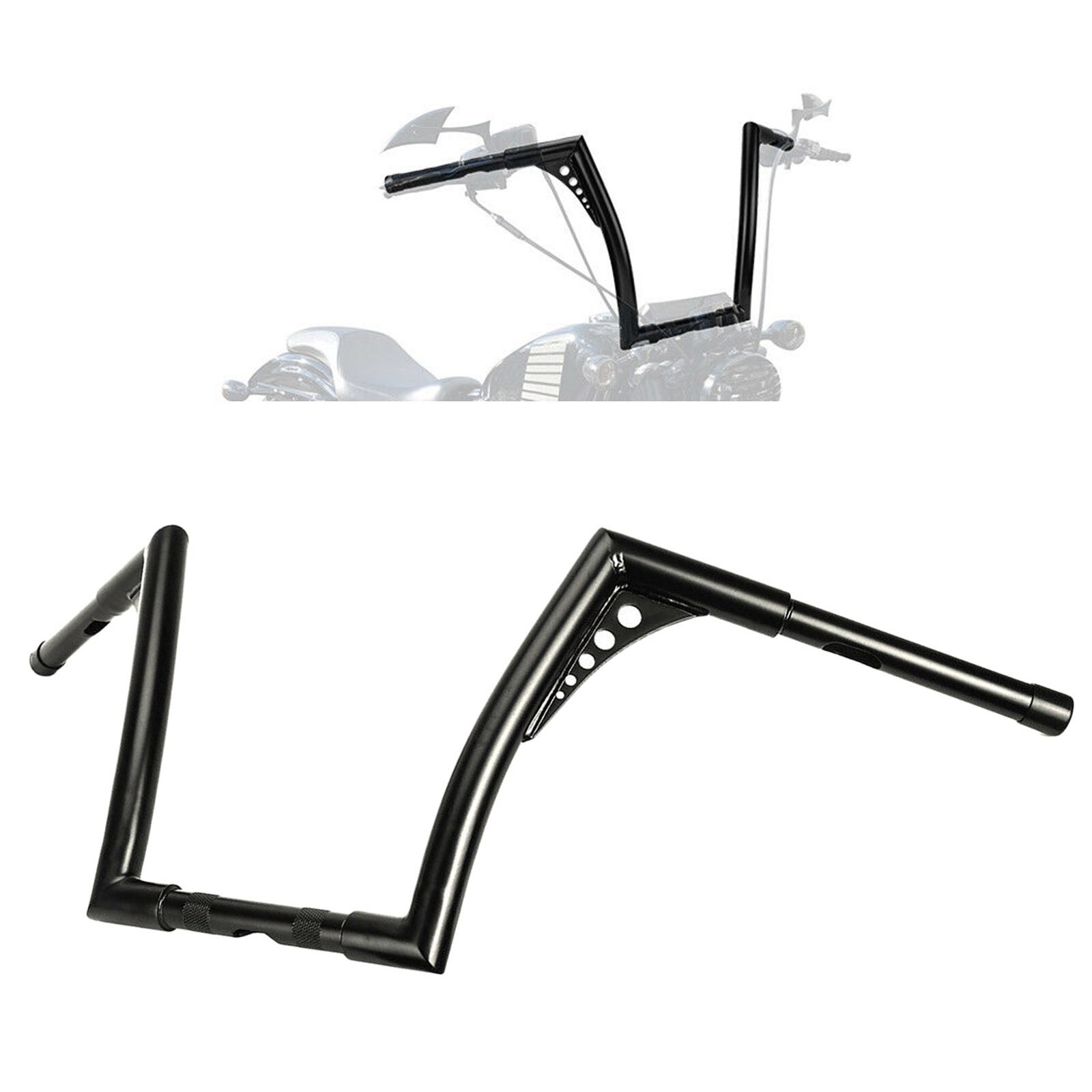 Motorcycle Motorbike Handlebar Rise Ape Hangers 12inch Replacement for Harley, Black