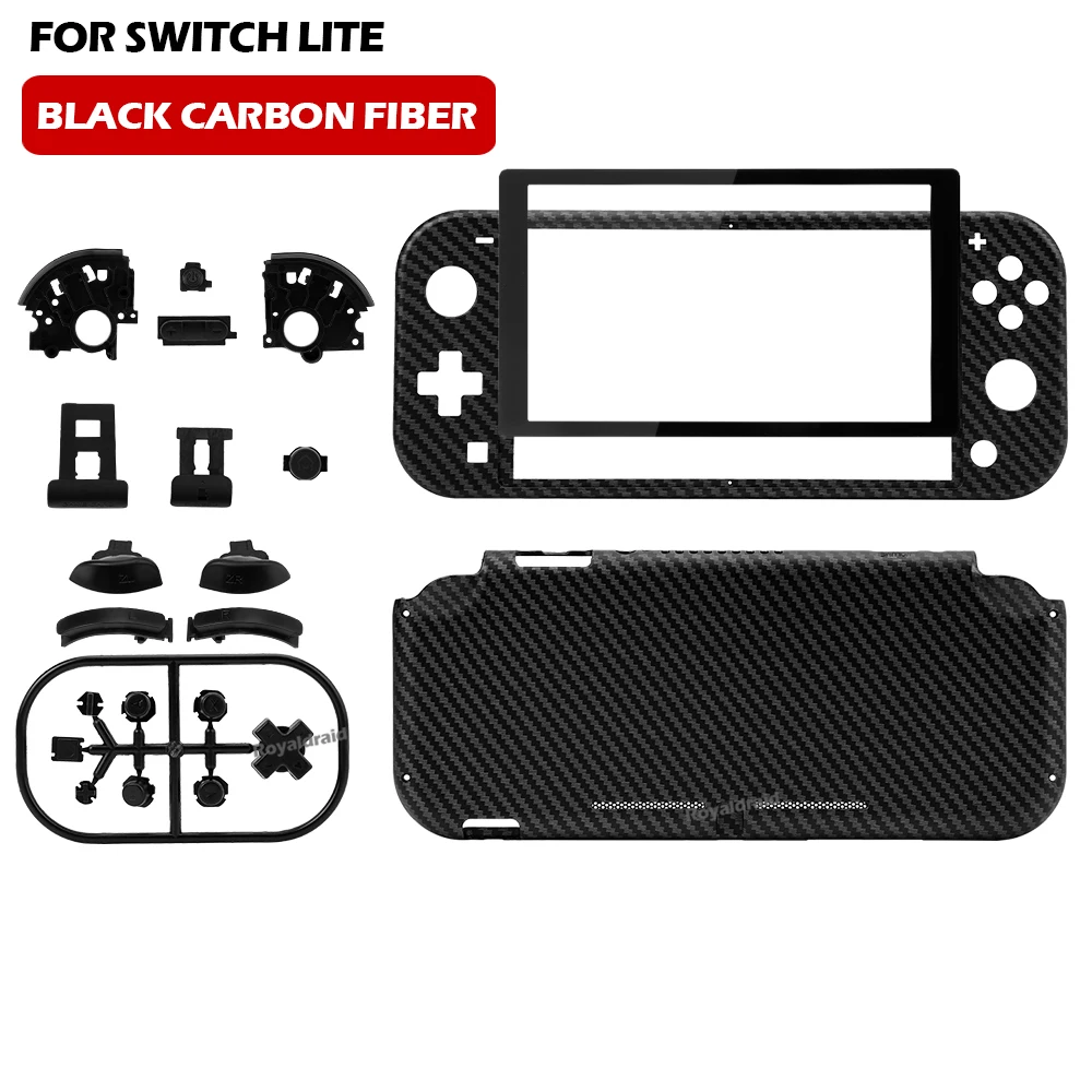 Para Switch Lite para consola de juegos NS LITE, carcasa de repuesto, botones y acceso de modificación de pantalla de película de vidrio templado: Oro