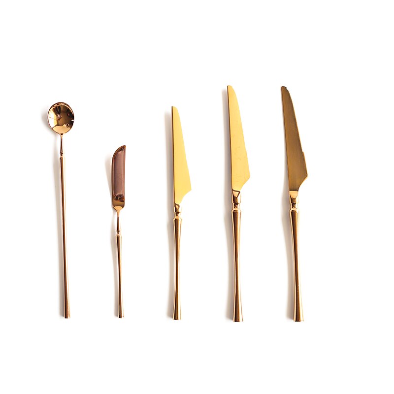 Ensemble de couverts en acier inoxydable or rose brillant, outils en acier inoxydable, excellents accessoires de cuisine cuillère avec boîte à déjeuner couteau et fourchette