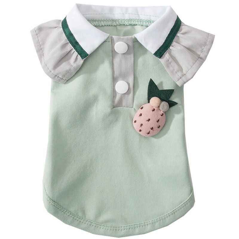 T-shirt pet Clothing dogs Cartoon vest dog Clothes small Costume Breathable French Bulldog cute summer green boy collar perro