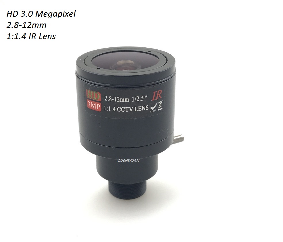 Lente HD de 3,0 megapíxeles fija Iris M12 HD, lente Varifocal CCTV IR HD de 2,8-12mm, 1/2, 5 pulgadas, F1: 1,4, enfoque Manual, Zoom, ángulo de visión de 90 ~ 28 grados