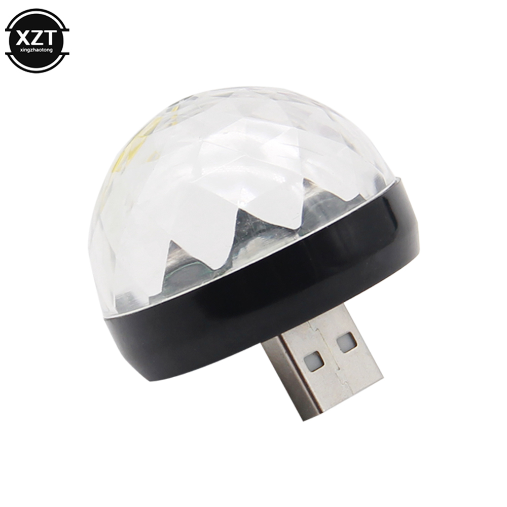 Luz de ambiente de coche controlado por voz por USB, lámpara de escenario para DJ, Bola de discoteca, para teléfono Android de Apple: YELLOW