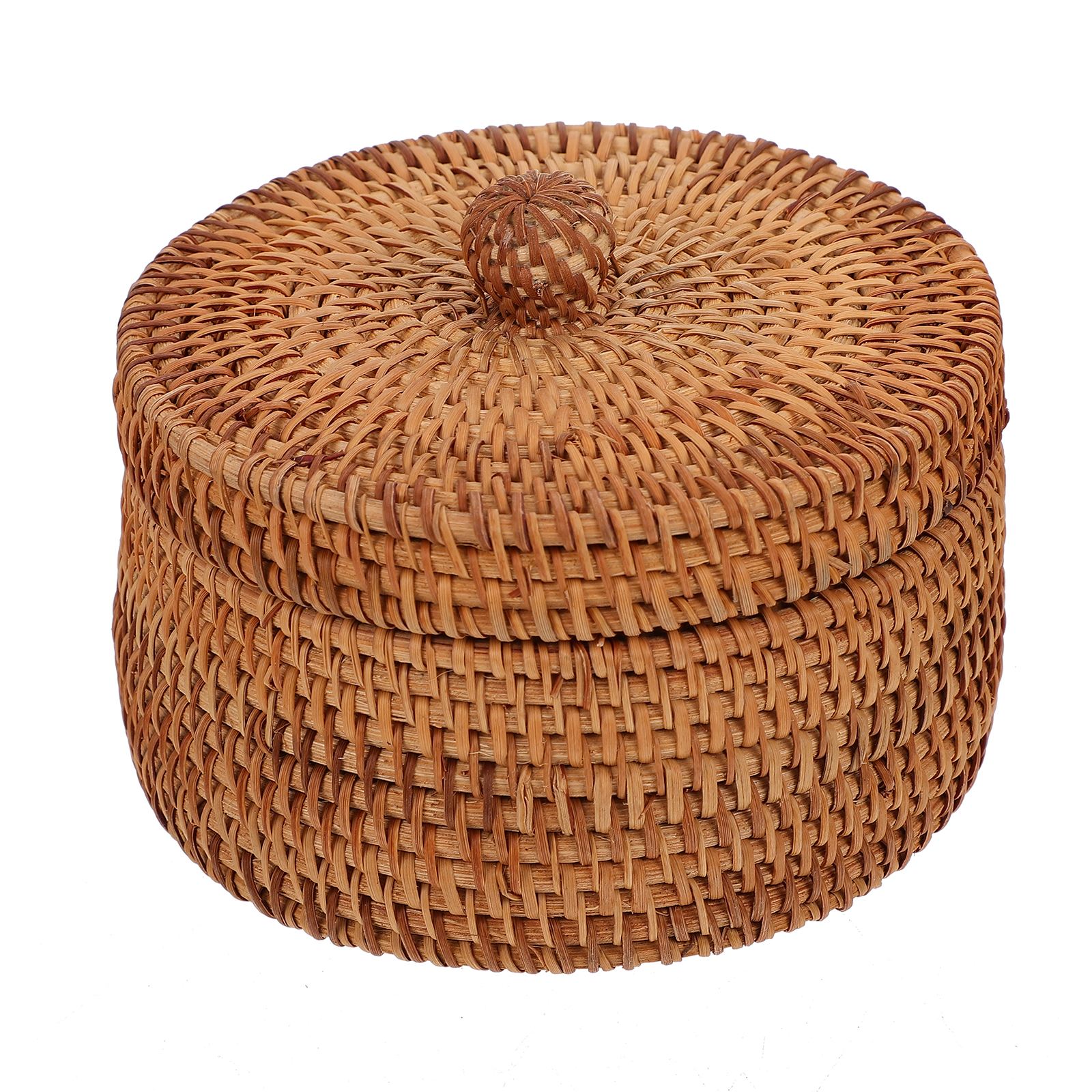 Storage Case Rattan Woven Storage Basket with Lid Rattan Sundries Storage Box Rattan Picnic Laundry Baskets Home Storage A50