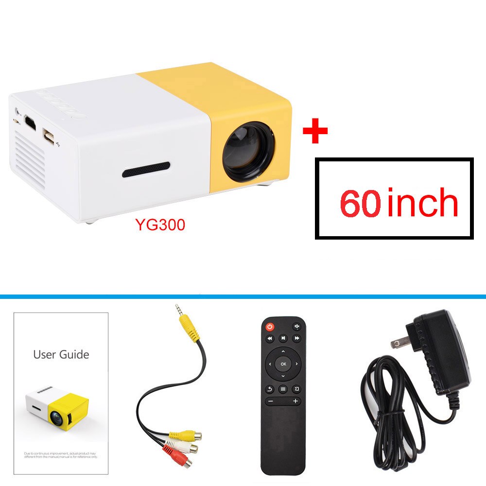 Cheapest YG300 Mini Projector LED for 1080P Video Beamer YG-300 YG310 Portable Projector Home Media Video Player: YG300 with Screen / UK Plug