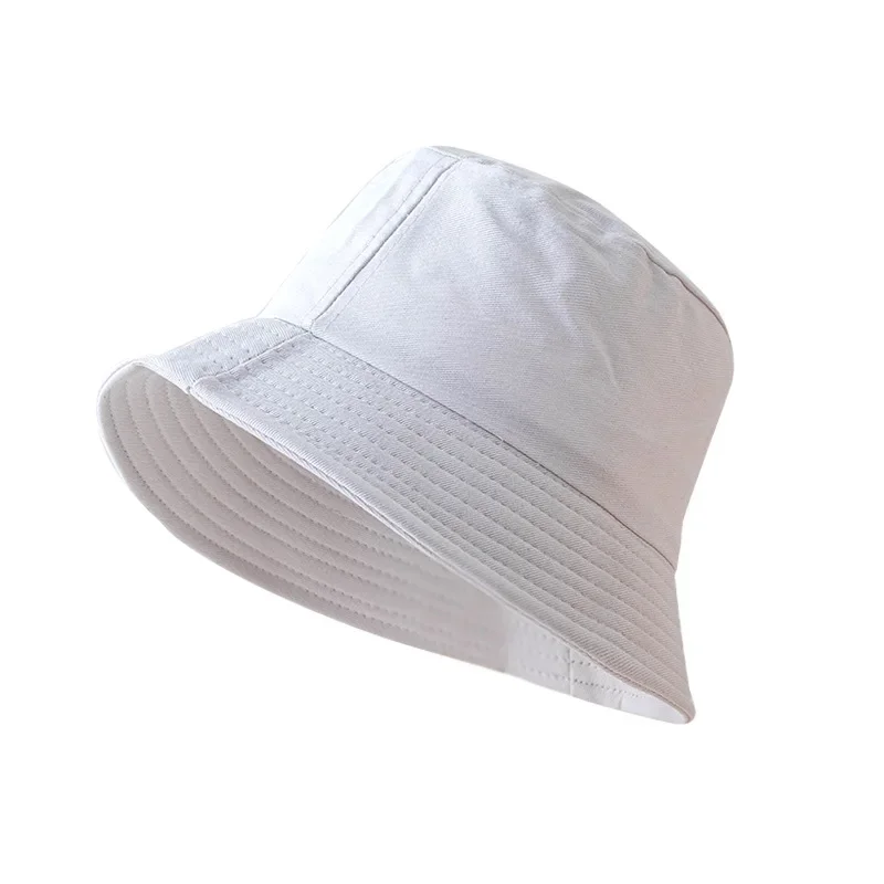 Zwart wit effen emmer hoed unisex bob caps hiphop gorros mannen zomer panama cap strand zon vissen boonie hoed: WHITE