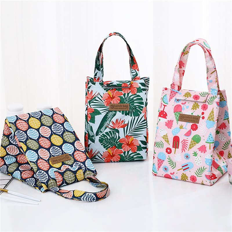 Lunch Tas Print Bloemen Multicolor Koeltassen Vrouwen Waterpr Hand Pack Thermische Ontbijt Doos Draagbare Picknick Reizen