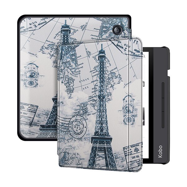 Case for All Kobo Libra H2O 7 Inch e-Books Premium PU Leather hard Shell Cover with Auto Sleep/Wake: vintage tower