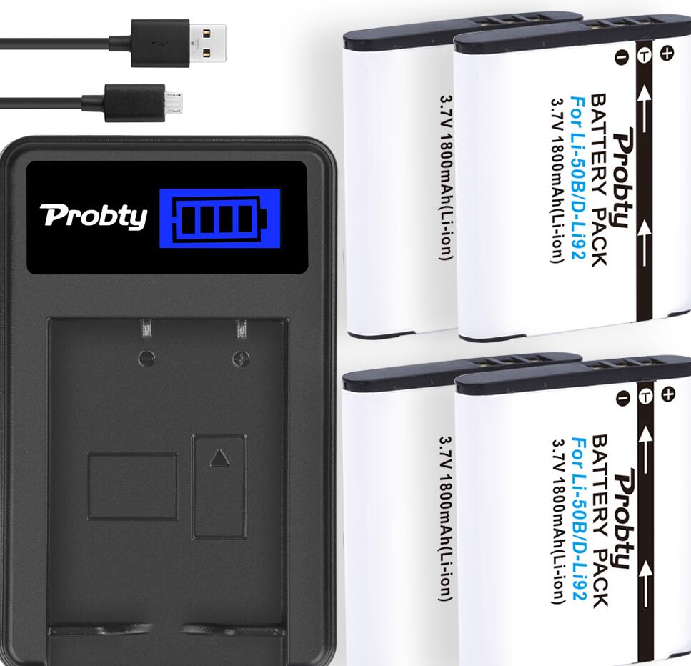 Li-50B batería + cargador para OLYMPUS Stylus Tough 1030 SW duro 6000 8000 mju 1010 mju 1020 mju 1030 SW Mju 1040: 4battery and charger