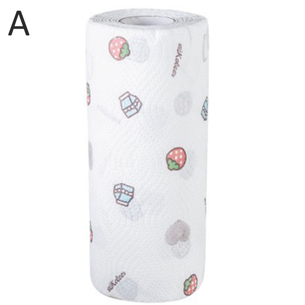 80 stk / rulle engangsrengøringspapir olieabsorberende papirhåndklæde vådtør dobbelt formål køkkenrulle køkkenudstyr: -en