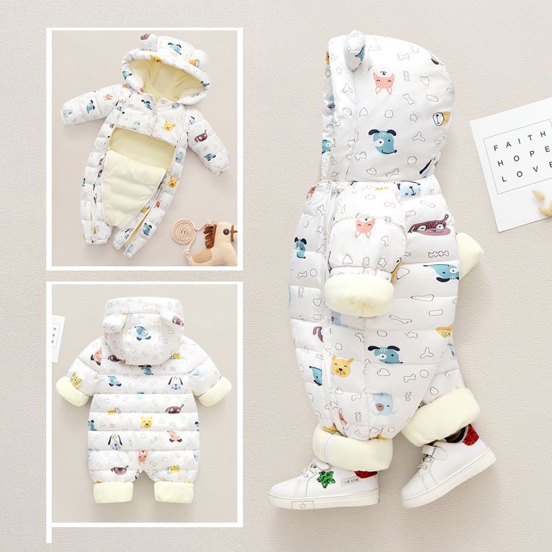 2021 macacão de bebê para baixo parkas outono inverno snowsuit além de veludo grosso quente infantil menino menina macacão 0-18m recém-nascido da criança casaco