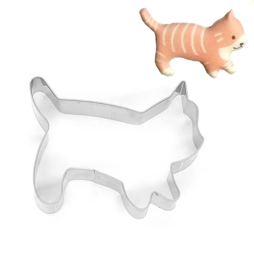 Koekjesvorm van roestvrij staal in de vorm van een kat, fondant, koekjes, doe-het-zelf, suikerknutselwerk, kat 3d , koekjesvormpjes, taartgereedschap: C