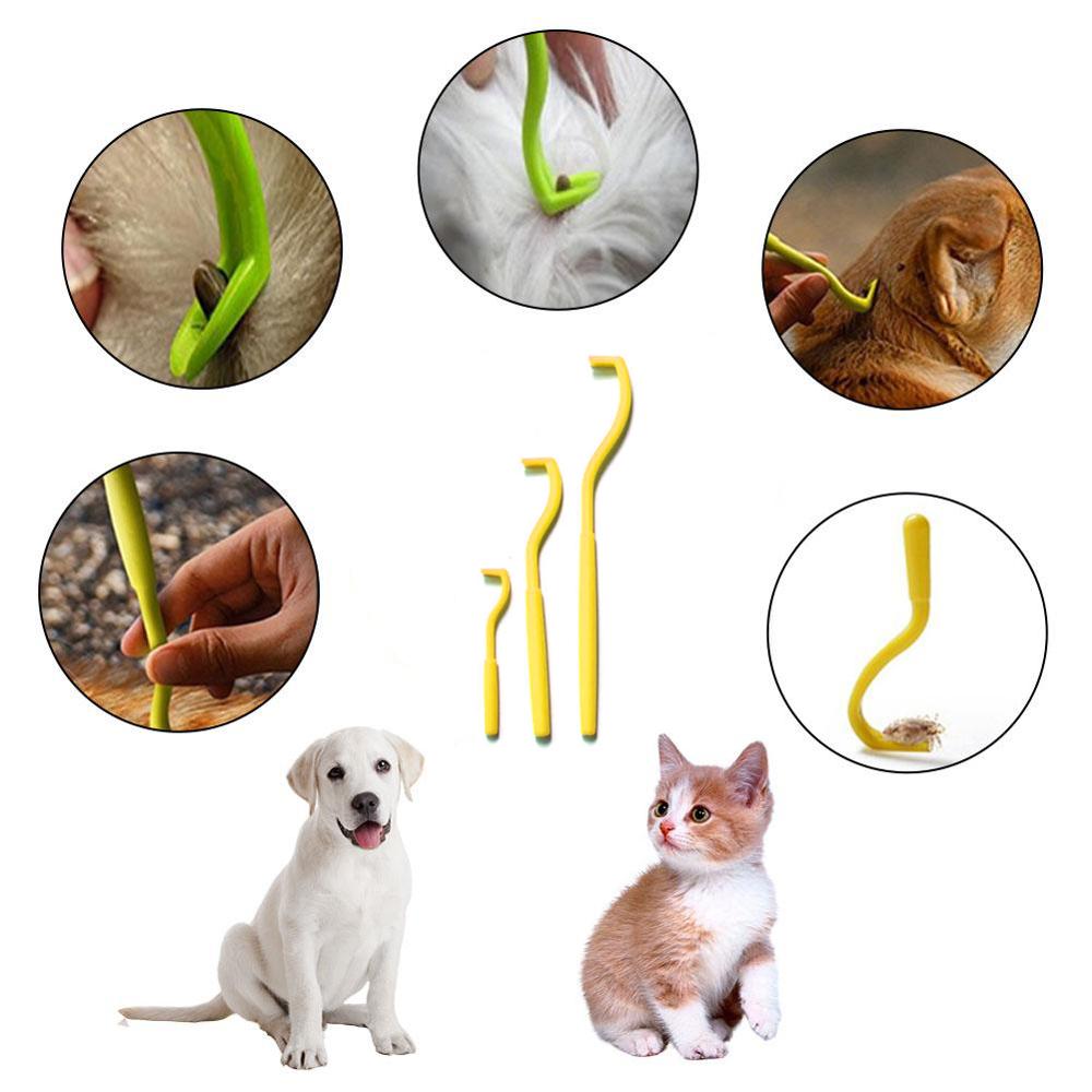3pcs/lot Pet Cats Dog Tick Removal Tool Flea Louse Clipper Dual Teeth Cleaning Mites Twist Hook Remover Pet Supplies