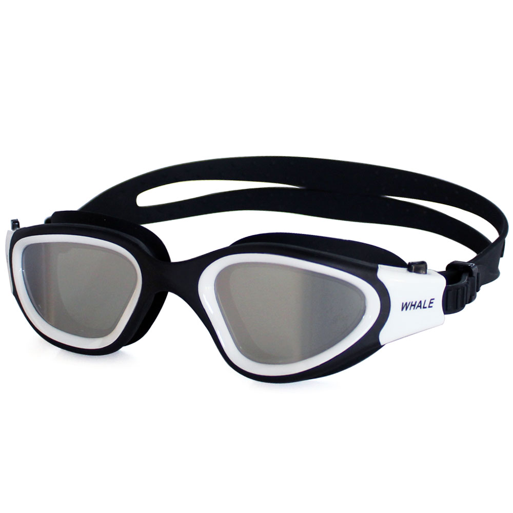 Voksen anti-tåge uv beskyttelseslinse mænd kvinder svømningsbriller vandtæt justerbare silikone svømmebriller i poolen: Hvid-ingen taske