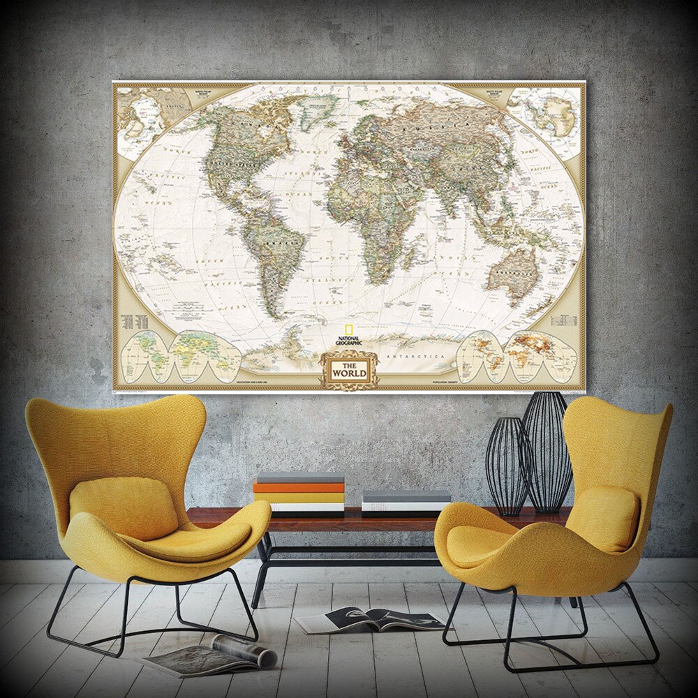10PCS Large Vintage World Map Office Supplies Detailed Antique Poster Wall Chart Retro Paper Matte Kraft Paper 20*30CM Map World