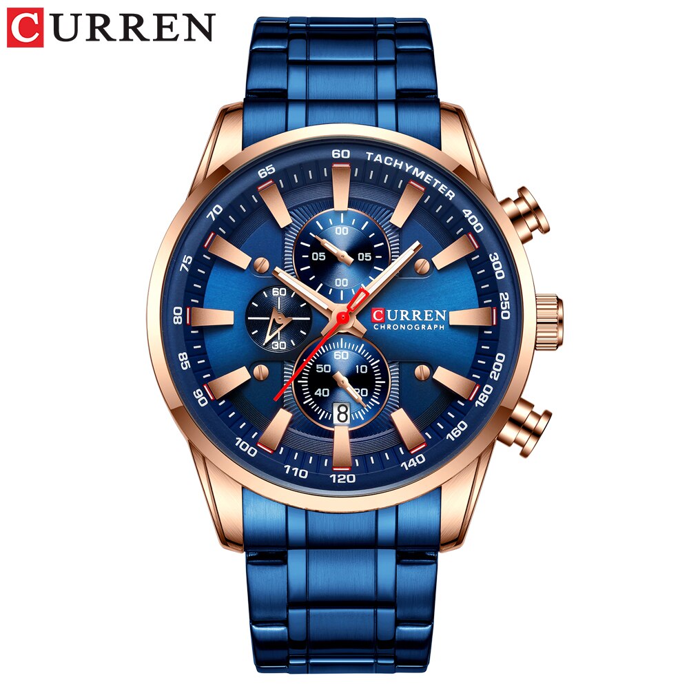 Curren Top Horloge Voor Mannen Quartz Sport Auto Horloge Chronograaf Klok Datum Horloges Rvs Mannelijke Horloge: rose blue