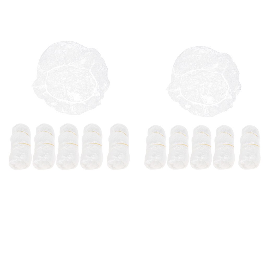 100Pcs Shower Caps Disposable Clear Waterproof Plastic Elastic Hair Bathing Caps