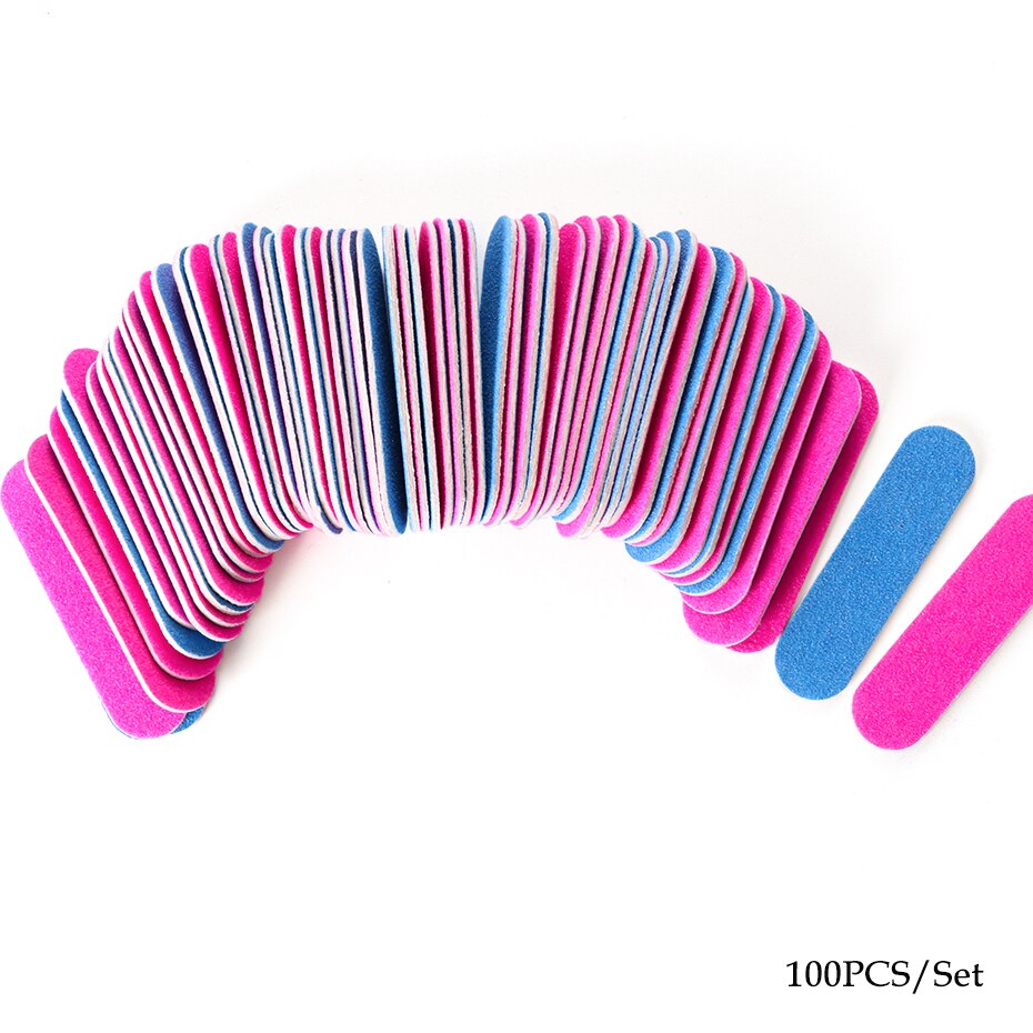Double-sided Mini Nail File Buffer Nail Polish Sanding Buffer Pink Blue Sandpaper DIY Pedicure Nail Art Tool GL858: 858 100PCS