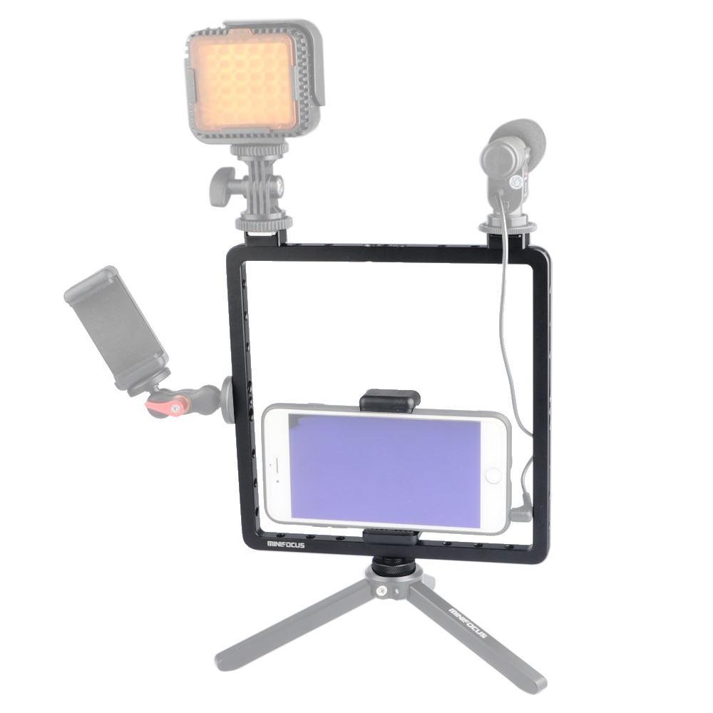 Smartphone Video Rig Handle Stabilizer Live Broadcast Aluminum Bracket with Cold Shoe Cell Phone Vlogging Cage Movies Stands