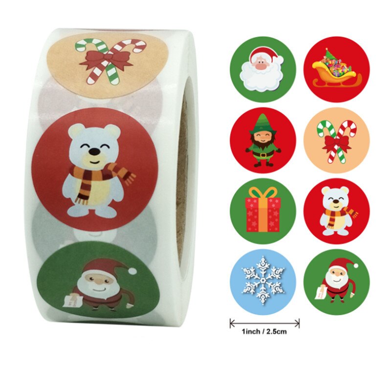 500 stuks kerststicker verpakkingsetiket pot envelop zegel goudfolie 1 inch feestgunsten: K