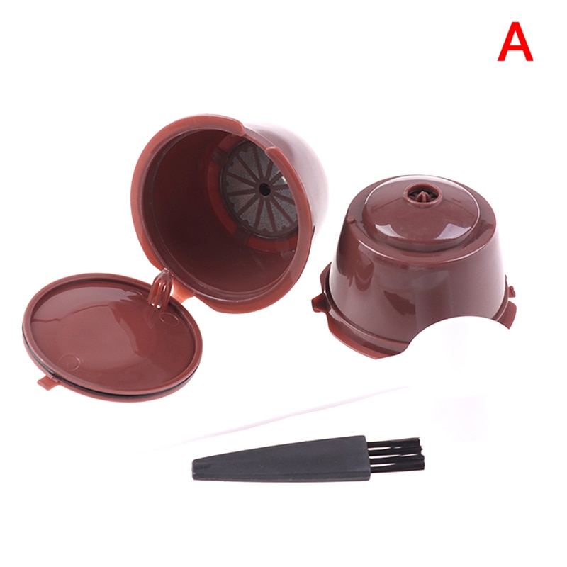 2 unidades de taza de filtro de cápsula de café reutilizable para Nescafe Dolce Gusto filtro cestas Pod suave cápsula rellenable cuchara cepillo: A