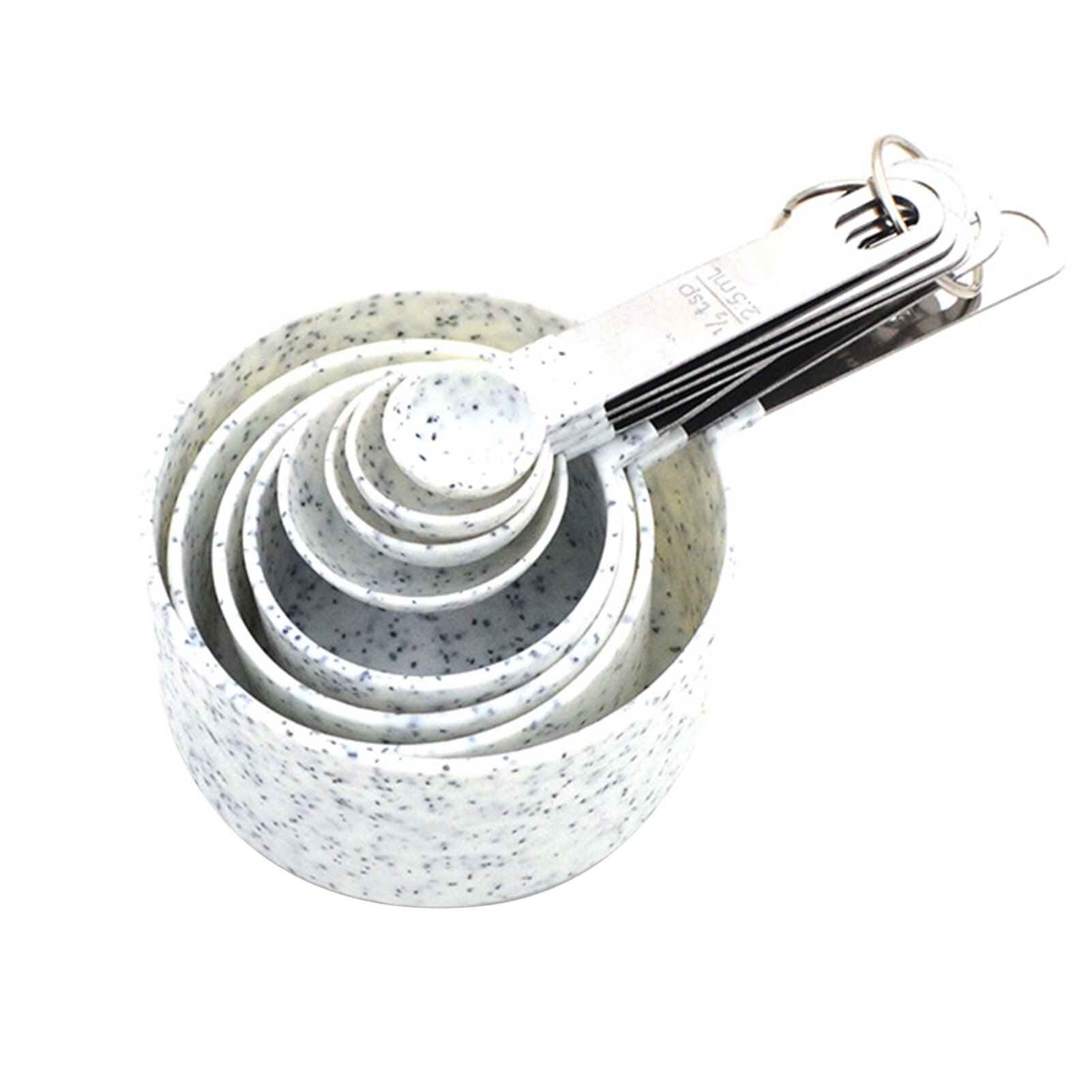 8pcs Restaurant Kitchen Tools Baking Measuring Cups Spoons Set Multifunction Cooking Easy Clean Home Stainless Steel Anti Rust: White