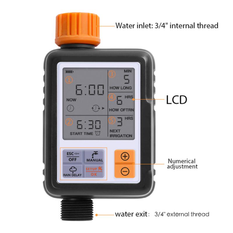 Garden Water Timer Ball Valve Automatic Electronic Watering Timer Home Garden Irrigation Timer Controller System 3" Large Screen